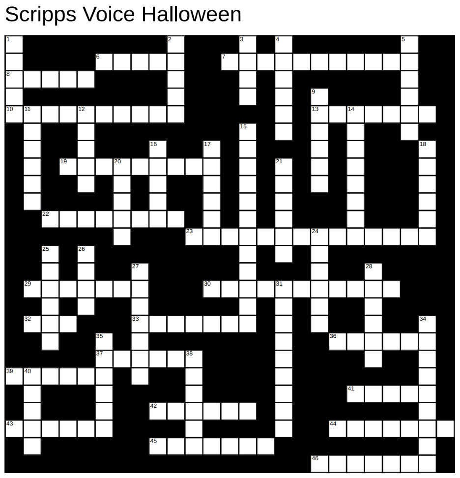 Halloween Crossword The Scripps Voice