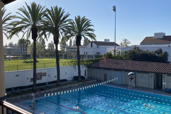 View from the balcony of Tiernan House Gym of the pool